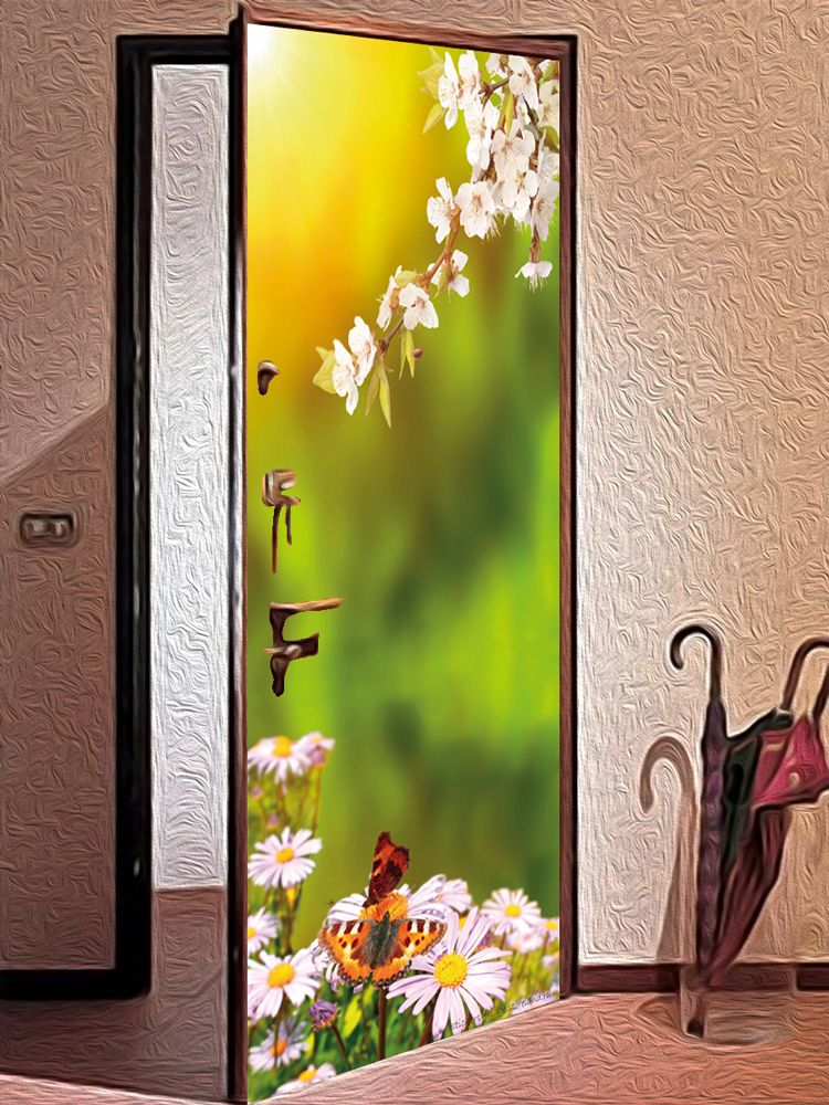 Виниловая наклейка на дверь - Весна