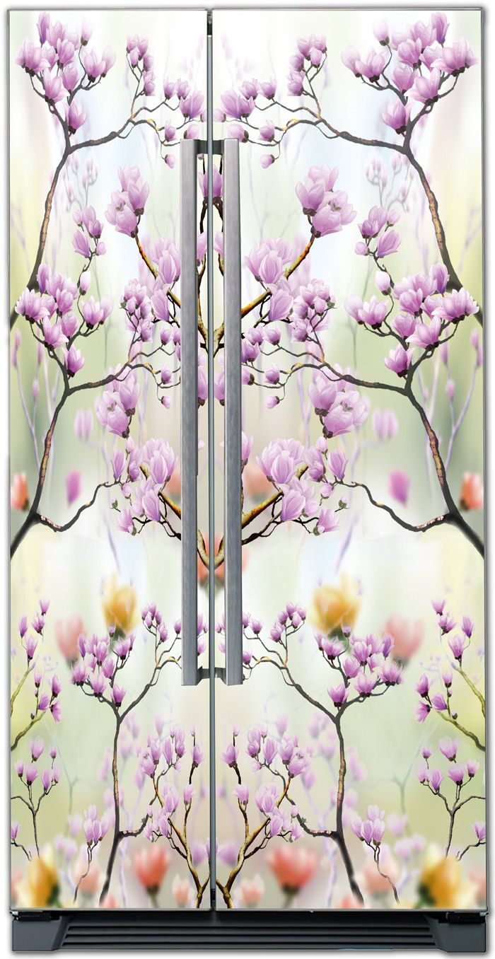 Виниловая наклейка на холодильник - Искусство цветения