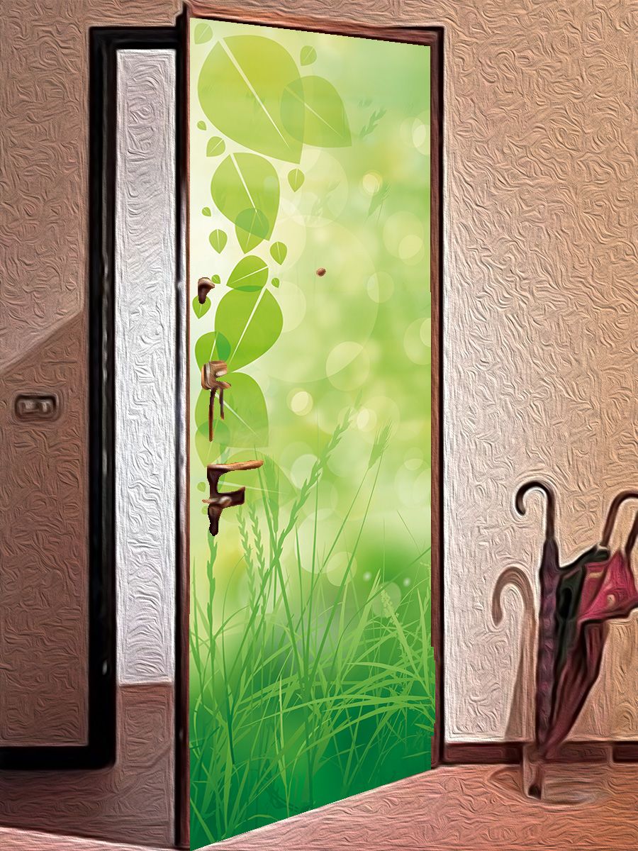 наклейка на дверь - Зеленая трава