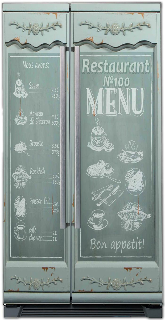 Виниловая наклейка на холодильник - Restaurant №100