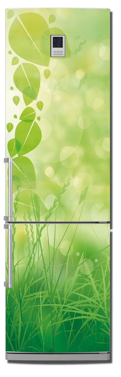 Виниловая наклейка на холодильник - Зеленая трава